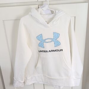 Under Armour White Hoodie with Light Blue Logo